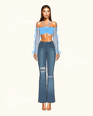 Top Destino - Puffed Long Sheer Sleeves