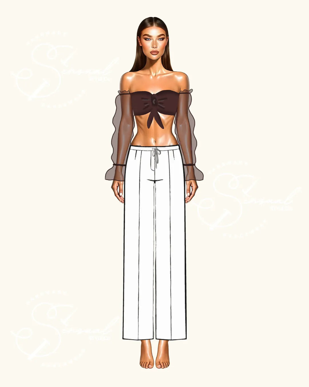 Top Corazón - Puffed Long Sheer Sleeves