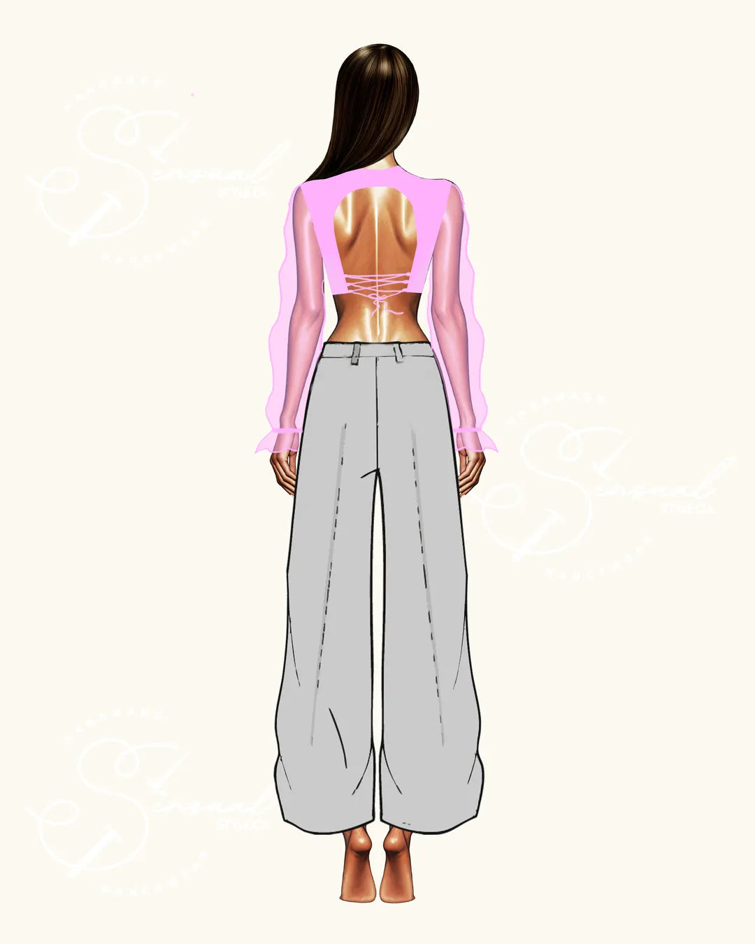 Top Luna - Long Sheer Puffed Sleeves