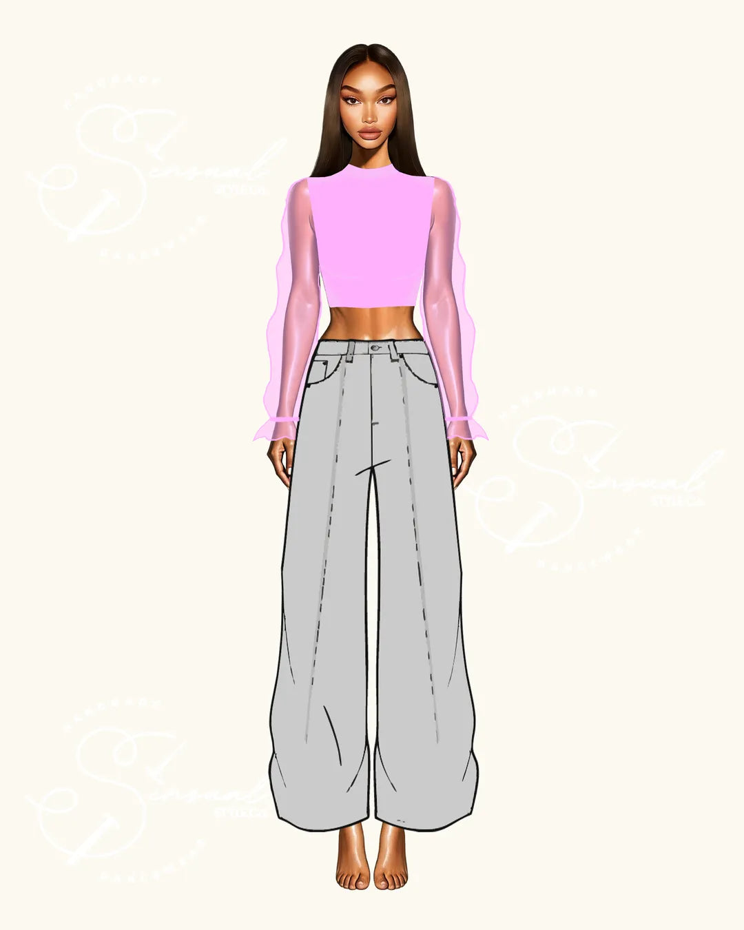 Top Luna - Long Sheer Puffed Sleeves