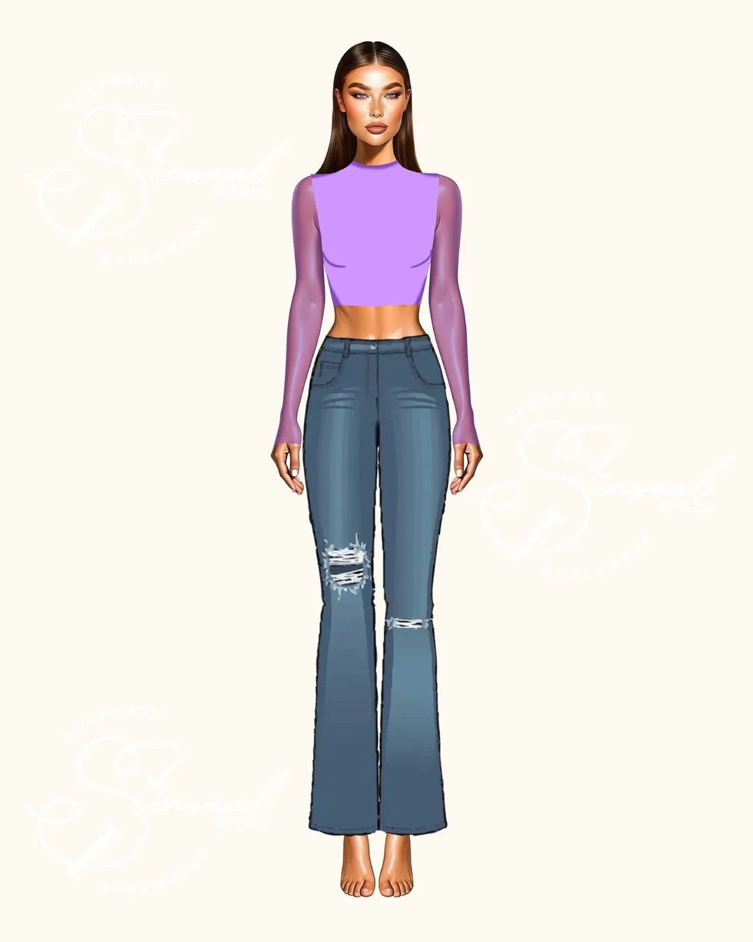 Top Luna - Long Sheer Sleeves