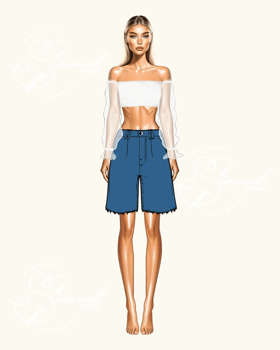 Top Sentimiento - Puffed Long Sheer Sleeves